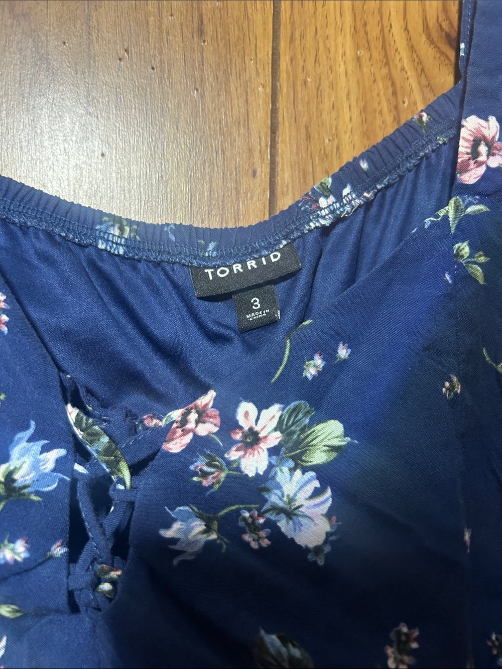 torrid Navy Floral Square Neck Tunic - Picture 2 of 4